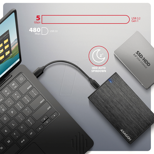 Внешний корпус SATA 2,5 дюйма, USB 3.0, черный.