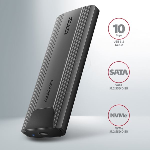 Корпус AXAGON EEM2-GTS2 M.2, NVMe и SATA, USB-C
