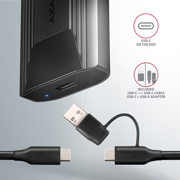 Корпус AXAGON EEM2-GTS2 M.2, NVMe и SATA, USB-C