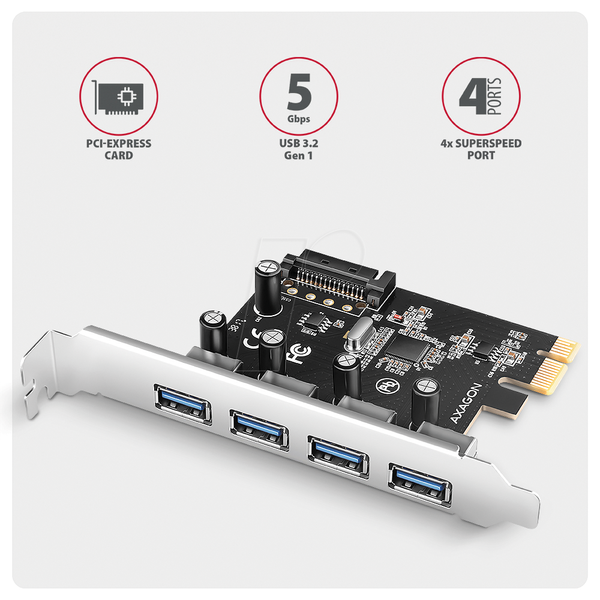 Плата расширения AXAGON PCEU-430RS, PCIe 4.0 x1