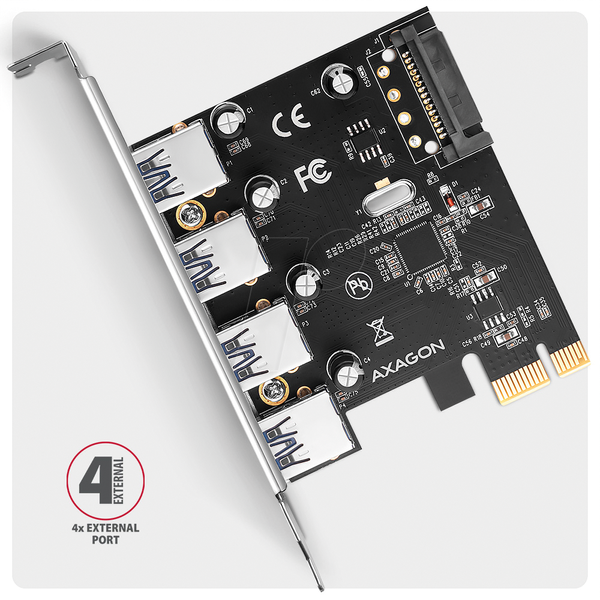 Плата расширения AXAGON PCEU-430RS, PCIe 4.0 x1