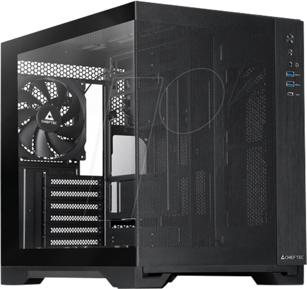 Корпус CHIEFTEC Visio AIR, ATX, загартоване скло, чорний