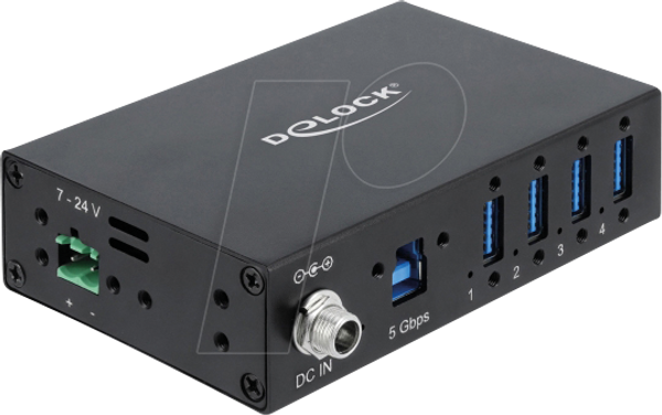 Промисловий концентратор 4 x USB 5 Gbps Type-A із захистом від електростатичної напруги 8 kV