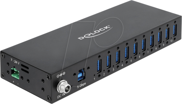 Промисловий концентратор 10 x USB 5 Gbps Type-A із захистом від електростатичної напруги 8 kV