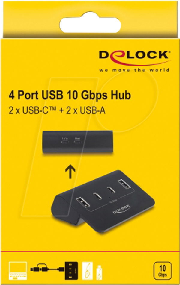 USB-хаб 10 Gbps з 2 портами USB Type-C™ та 2 портами USB Type-A