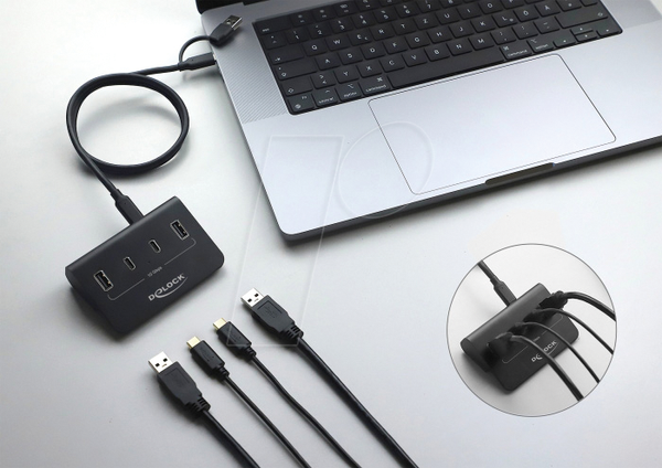 USB-хаб 10 Gbps з 2 портами USB Type-C™ та 2 портами USB Type-A