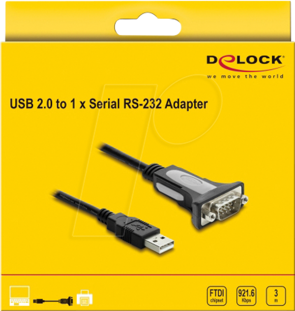 Перехідник USB 2.0 Type-A на 1 x послідовний RS-232 D-Sub 9-контактний штекер