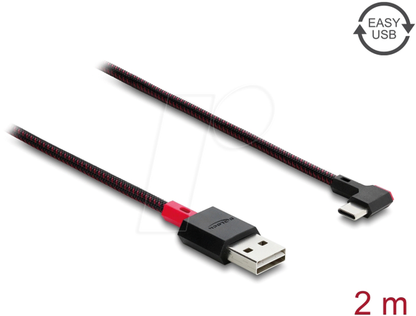 Кабель EASY-USB 2.0 типу A чоловічий - USB Type-C™ чоловічий, кутовий лівий /