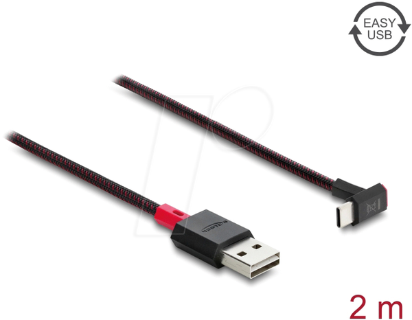 Кабель EASY-USB 2.0, Type-A чоловічий - USB Type-C™ чоловічий, похилий вгору / d