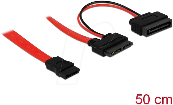Кабель Delock Slim SATA (мама) > SATA 7-контактний + SATA 15-контактний 5 В 50
