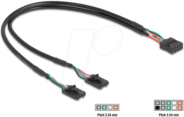 Кабель USB 2.0 pin header 2.54 мм 10 pin to 2 x USB 2.0 pi