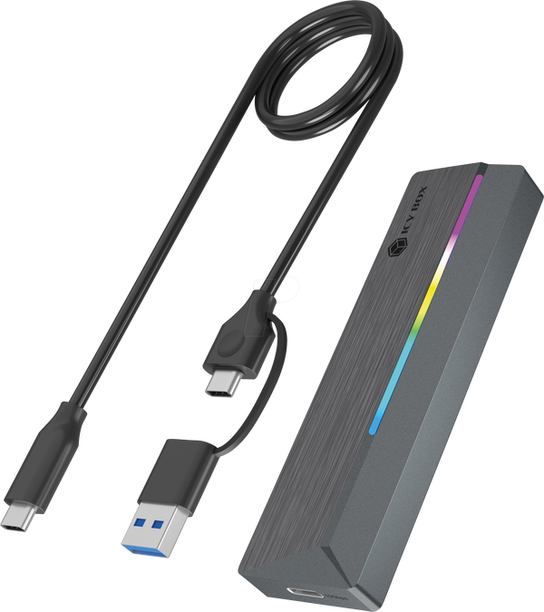 Зовнішній корпус для SSD-накопичувача M.2 NVMe/SATA з USB 3.2, RGB
