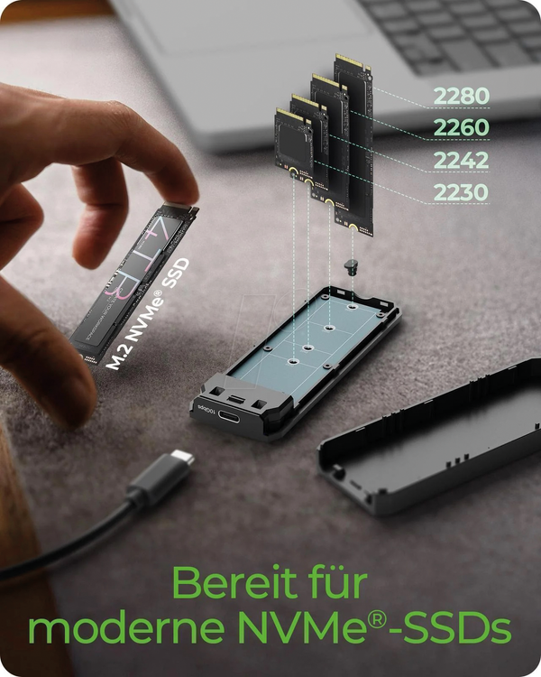 Зовнішній корпус для SSD-накопичувача M.2 NVMe, USB 3.2 Type-C