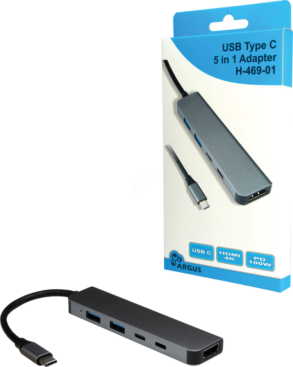 USB-хаб, 5 Гбіт/с, 4-портовий, чорний