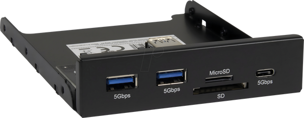 Зчитувач карт, внутрішній, 3,5 дюйма, USB-A, USB C, microSD, SD