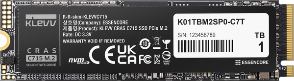 Твердотільний накопичувач KLEVV C715 M.2 256 ГБ PCIe Gen3x4 2280