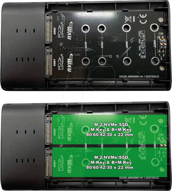 Зовнішній корпус для 2x M.2 NVMe SSD RAID, USB 3.2