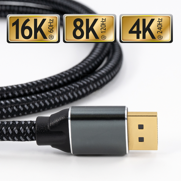 Кабель DisplayPort, DisplayPort 2.1, 4K 240 Гц, 3,0 м