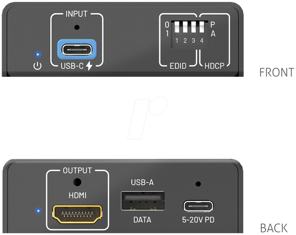 PureTools - конвертер 18 Гбіт/с USB-C відео + PD 3.0 на HDMI + USB-A