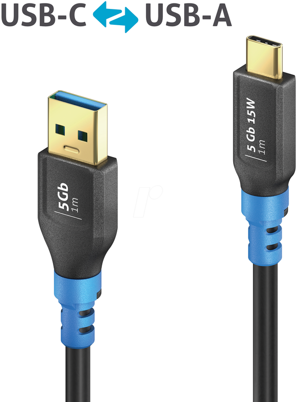 Кабель USB 5 Гбіт/с, штекер A - штекер C, 1,0 м