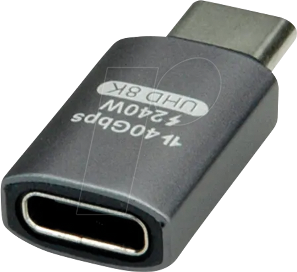 USB4адаптер, роз'єм USB-C > порт USB-C, 8K, прямий, сріблястий