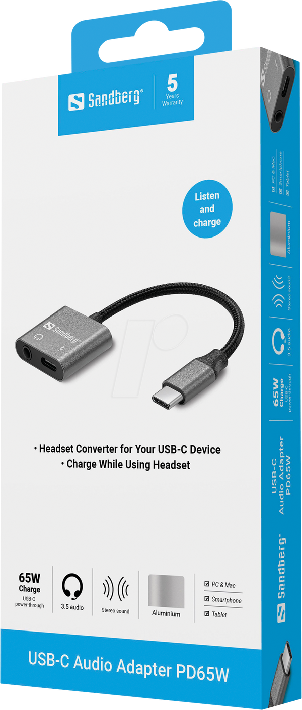Адаптер USB-C штекер на аудіо 3,5 мм