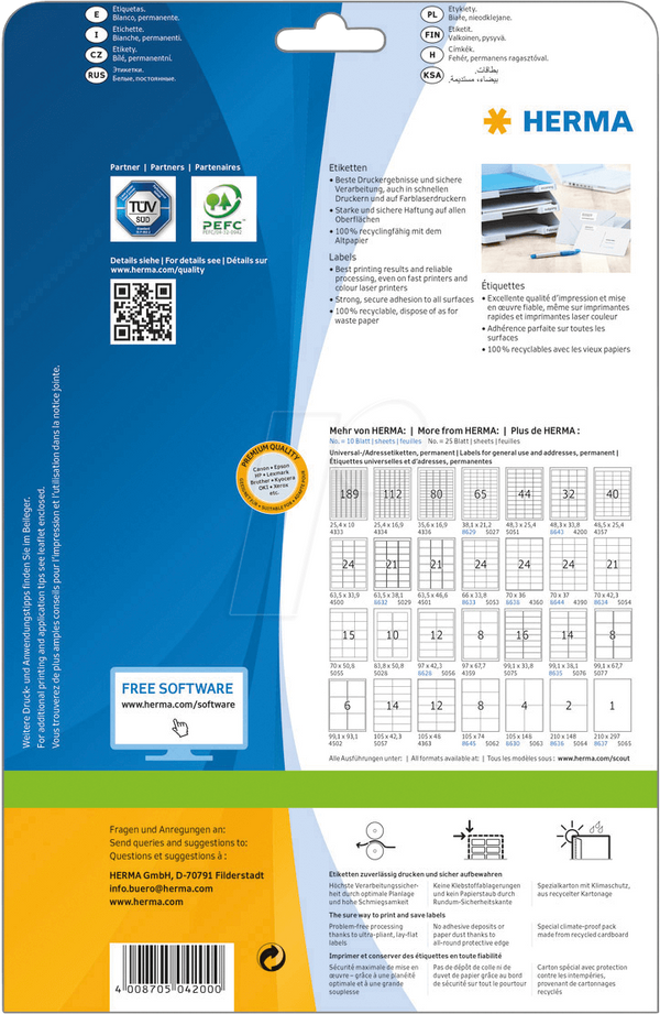 Етикетки PREMIUM A4 25 аркушів/упаковка