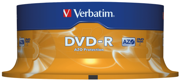 DVD-R Verbatim 4,7 ГБ, коробка на 25 дисків у форматі «кекс»