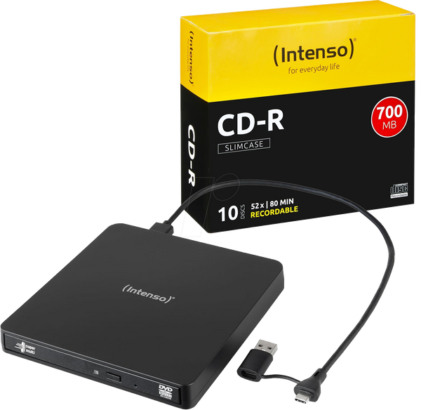 INTENSO Внешний CD/DVD-рекордер + 10 CD-R дисков