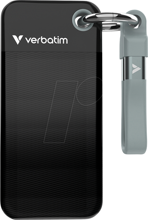 SSD Verbatim Pocket mit Schlüsselring, 256 GB Schwarz/Grau