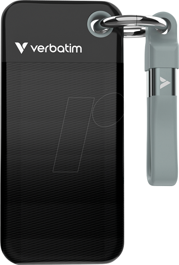 SSD Verbatim Pocket mit Schlüsselring, 256 GB Schwarz/Grau