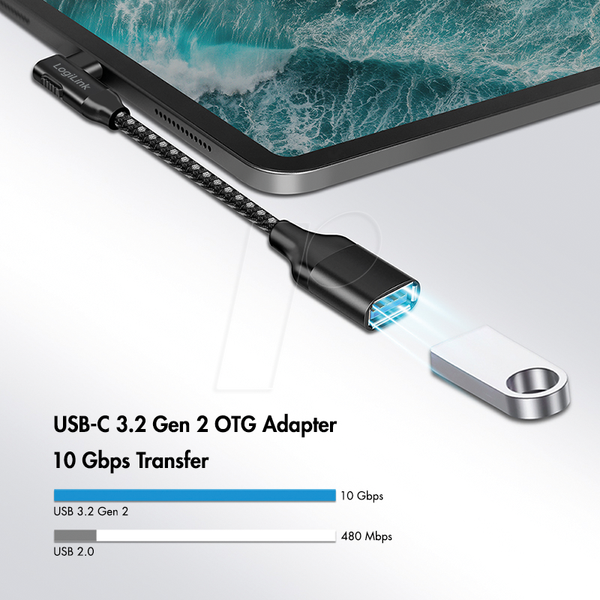 Кабель USB 3.1, роз'єм типу C 90° > порт, 0,2 м