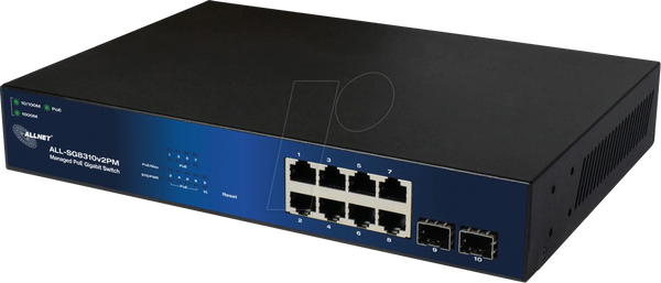 Коммутатор, 10-портовый, Gigabit Ethernet, PoE+, SFP