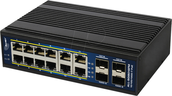 Коммутатор, 16-портовый, Gigabit Ethernet, PoE+, SFP