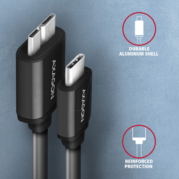 Кабель USB 3.0, разъем USB-C — разъем Micro B, 1 м