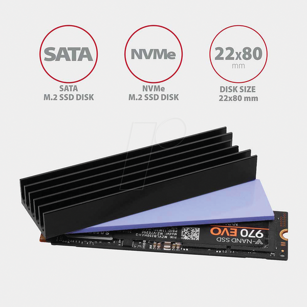 Радиатор для M.2 SSD 2280, 10 мм, черный