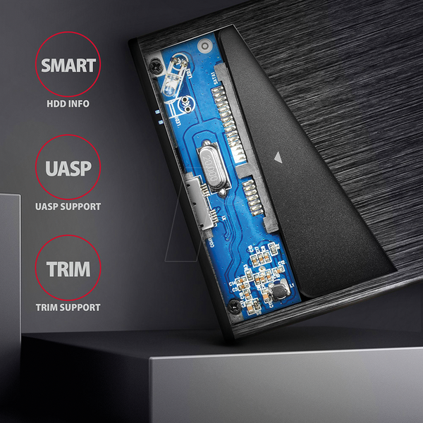 Внешний корпус для 2,5-дюймовых SATA-накопителей, USB 3.0, черный.