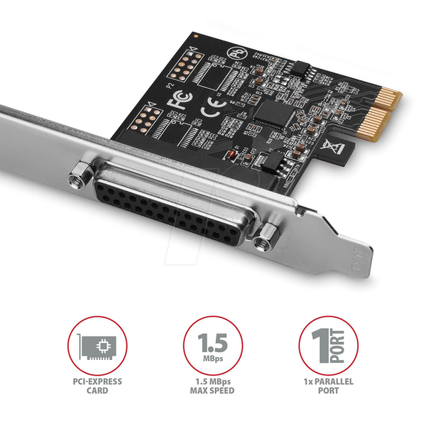 1-портовый параллельный разъем DB25, карта PCIe