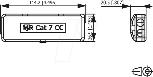 Разъем кабеля Cat.7, полностью экранированный металлический корпус.