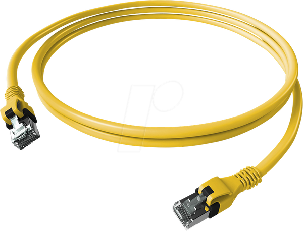 Патч-кабель Cat.6a, DualBoot, PushPull, S/FTP, жовтий, 7,5 м