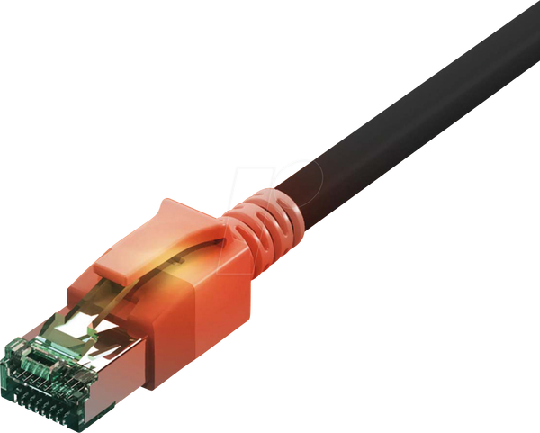 Патч-кабель Cat.6a для світлодіодів, DualBoot, S/FTP, чорний, 1,5 м