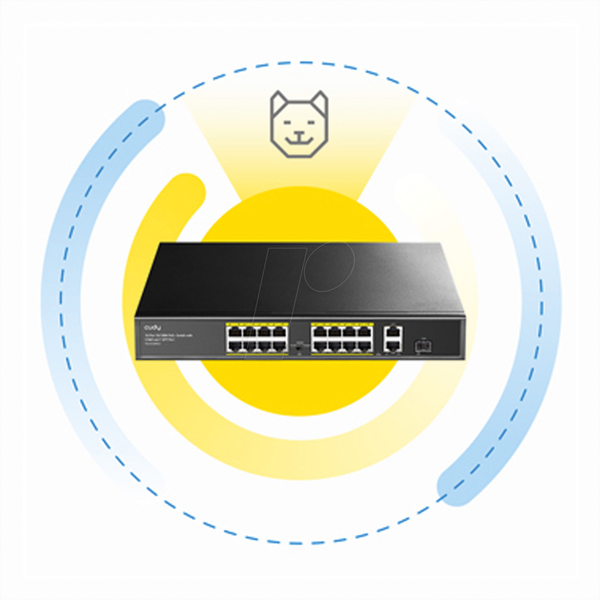 Комутатор, 19-портовий, Fast Ethernet, PoE+, SFP
