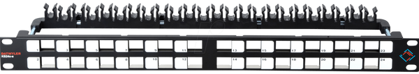 Патч-панель RJ45 длиной 48 см (19 дюймов) для 24 модулей RJ45.
