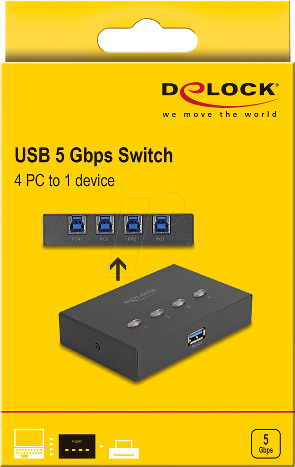 USB 3.0 комутатор на 4 порти, 4x USB-B на 1x USB-A