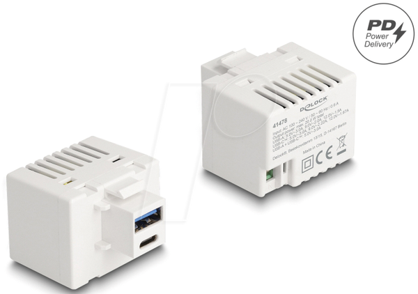 Зарядний модуль Keystone, USB типу A/C, PD 20 Вт, білий