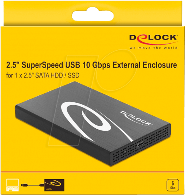 Внешний корпус для 2,5-дюймового HDD/SSD накопителя, USB 3.1