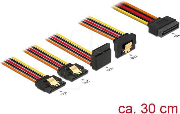 Кабель Delock SATA 15 контактний > 4x SATA 15 pin, 30 см