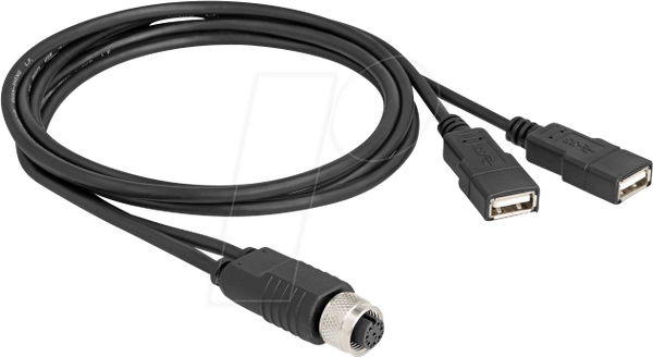 Адаптерный кабель 2x USB 2.0 на M12 A-кодированный 8-контактный 1,0 м