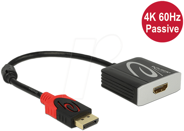 Адаптер DisplayPort 1.2 чоловічий > HDMI жіночий 4K 60 Гц пасивний чорний