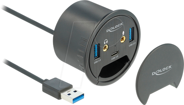 Настільний концентратор, USB 3.0, 1x C, 2x A, аудіопорти